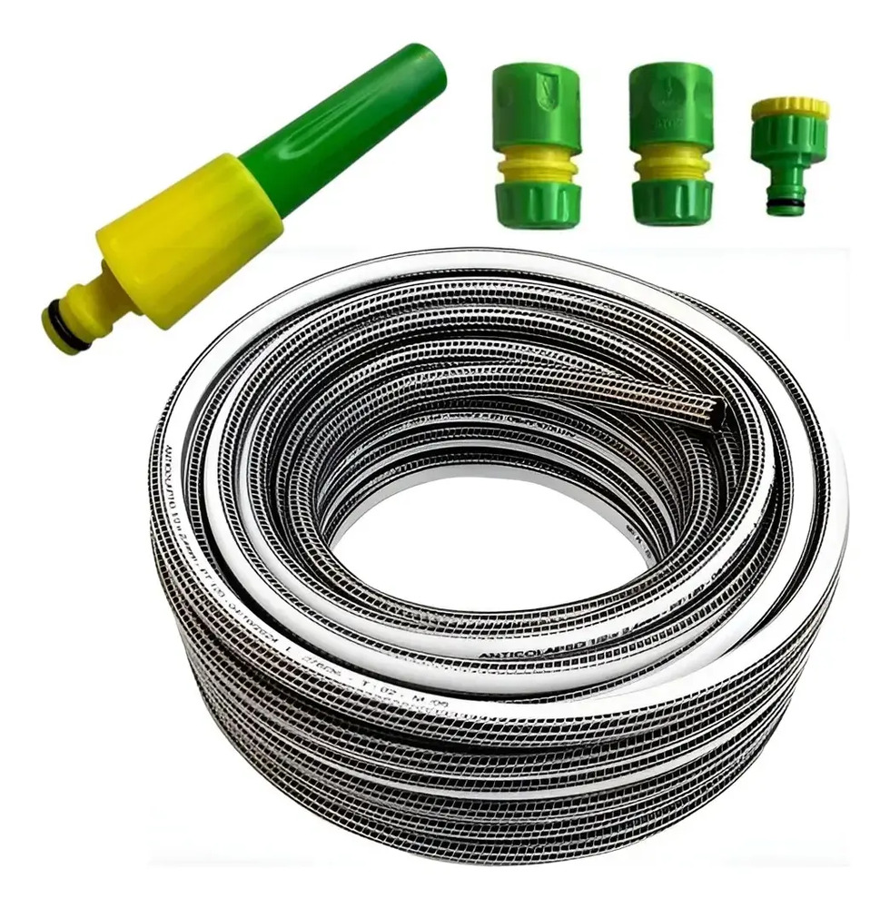 Manguera Riego 1/2 X 15m Anticolapso Trenzada + Accesorios