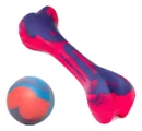 Pelota Y Hueso De Caucho Goma Combo Juguete Perro N 2 Multicolor
