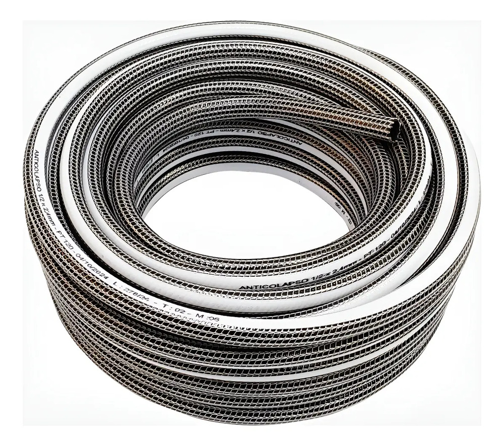 Manguera Riego Anticolapsable 3/4 15 Mts Reforzada Premium Gris