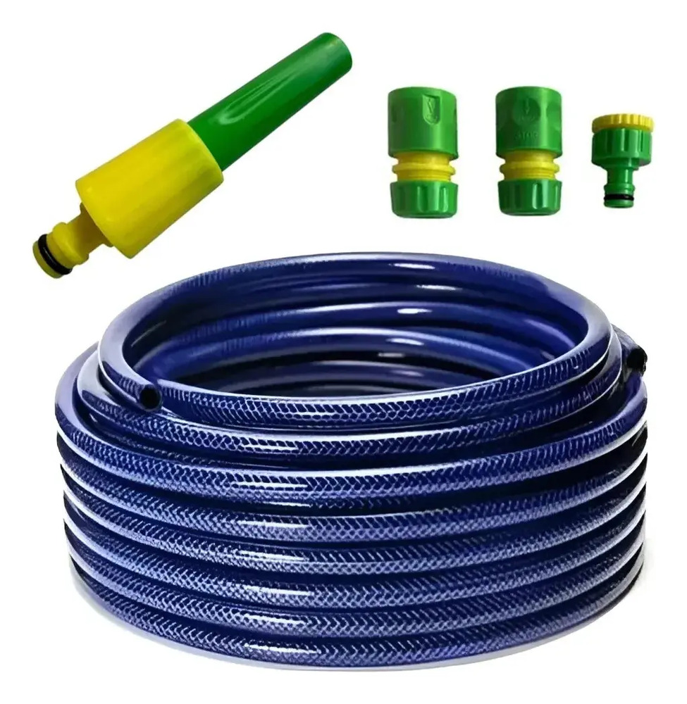 Manguera De Riego Trenzada Con Accesorios 1/2 X 25mts Azul