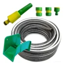 Manguera Riego 1/2 X 15m Anticolapsable Trenzada + Accesorio