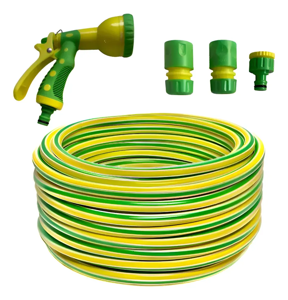 Manguera Riego 1/2 Reforzada X 50 Mts + Accesorios Pistola 7 Verde