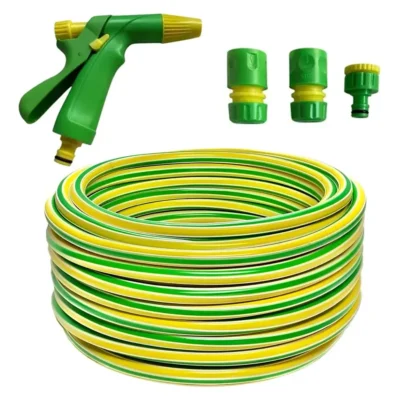 Manguera Riego 3/4 Reforzada X 25 Mts + Accesorios Pistola R Verde Y Amarillo