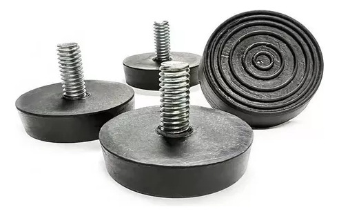 Pata Con Tornillo Goma Metrico 10mm (pack X 12 Unidades) Negro (base) / Dorado (tornillo) - Image 2