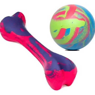 Pelota Y Hueso De Caucho Goma Combo Juguete (dep) Multicolor