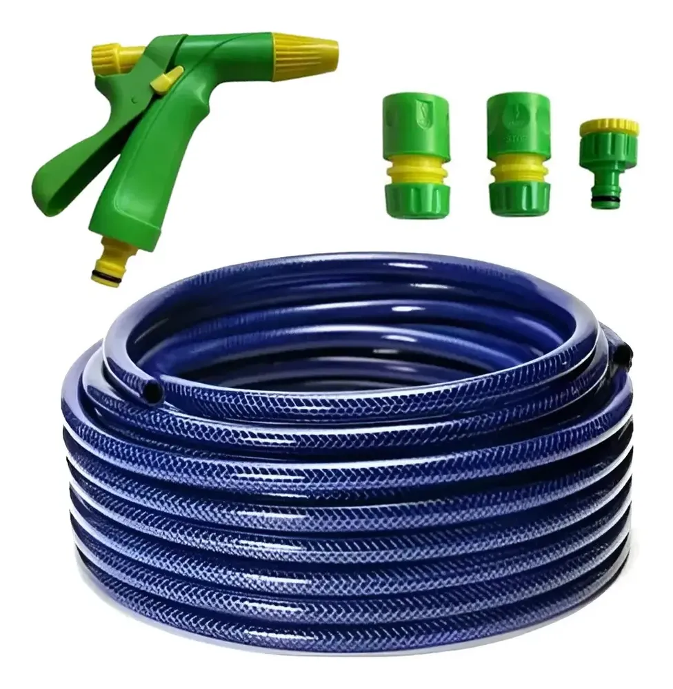 Manguera De Riego 3/4 Trenzada Reforzada X 15mts + Accesorio Azul