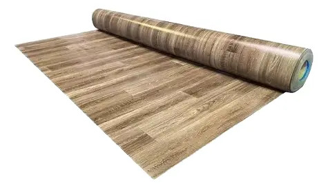Piso Vinílico Simil Goma Madera Rollo X 10m2 Espesor 1.2mm Marrón Oscuro Símil Madera