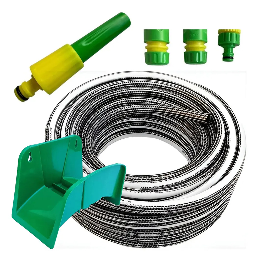 Manguera Riego 1/2 X 20m Anticolapsable Trenzada + Accesorio