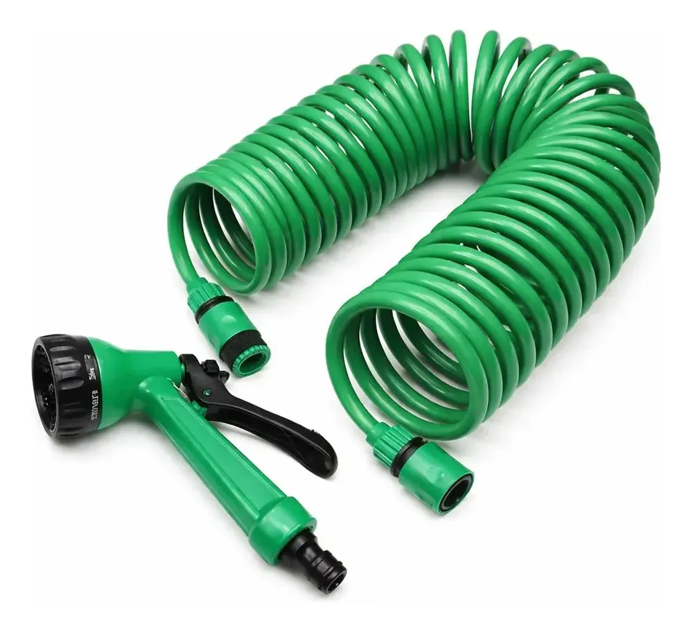 Manguera De Riego Espiral Kit + Pistola 15 Mts + Accesorios