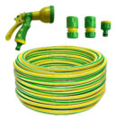 Manguera Riego 3/4 Reforzada X 25 Mts + Accesorios Pistola 7 Verde Y Amarillo