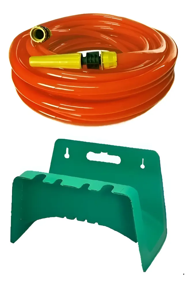 Manguera De Riego 1/2 X 20mts + Soporte Porta Manguera Naranja