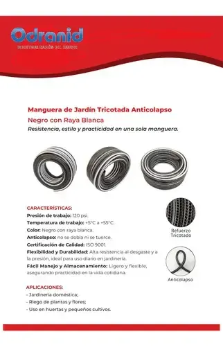 Manguera Riego 3/4 X 25m Anticolapsable + Accesorios Premium Blanco Y Negro - Image 7