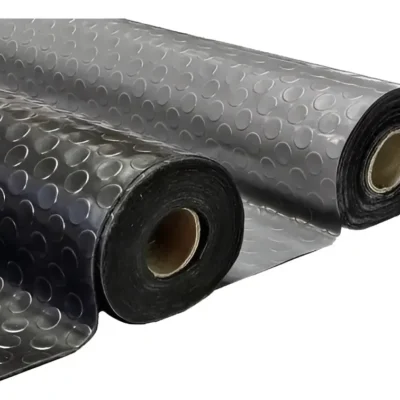Piso Moneda Simil Goma Rollo 5m X 1.50m Negro Pvc 7.5m2