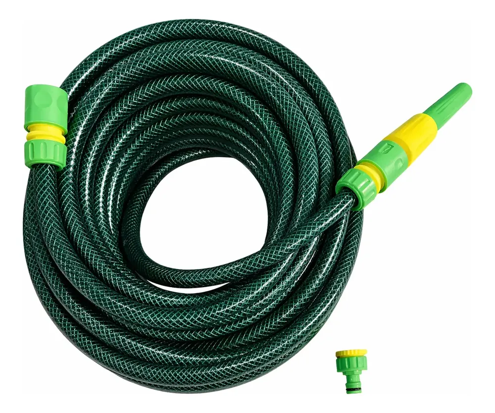 Manguera De Riego 3/4 Trenzada Reforzada X 15mts + Accesorio Verde