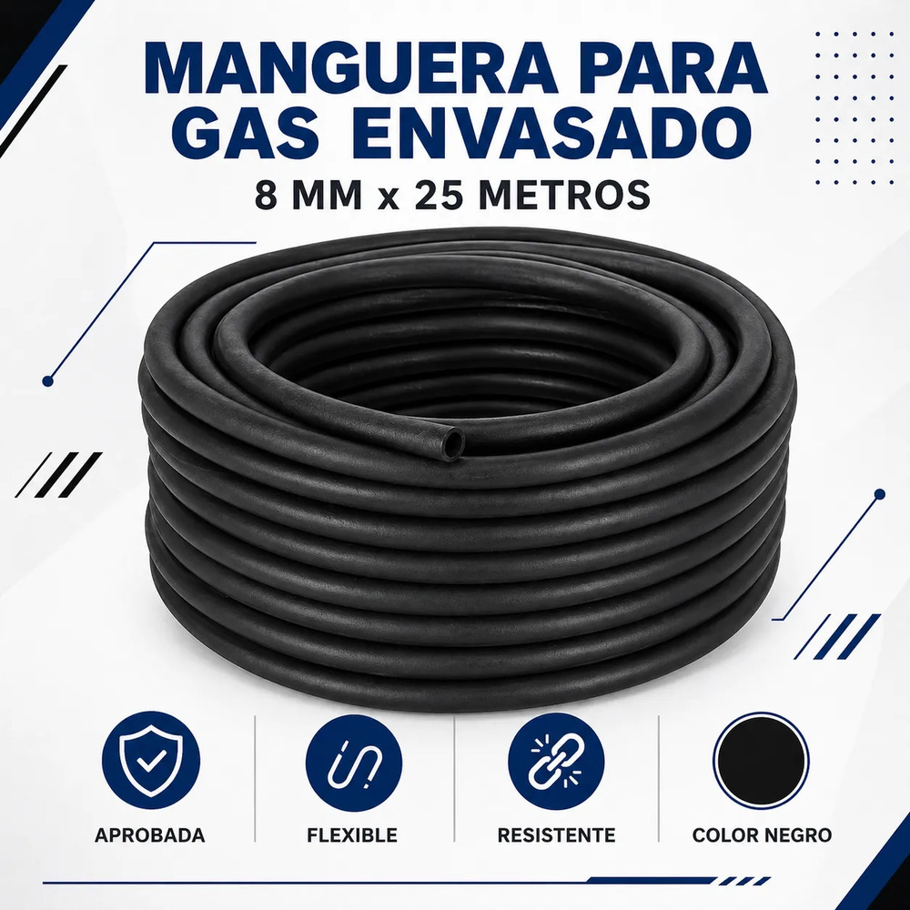 Manguera Caño Para Gas Envasado 8 Mm X 15 Metros Negro - Image 5