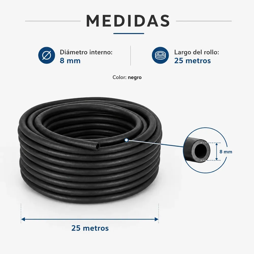 Manguera Caño Para Gas Envasado 8 Mm X 15 Metros Negro - Image 3