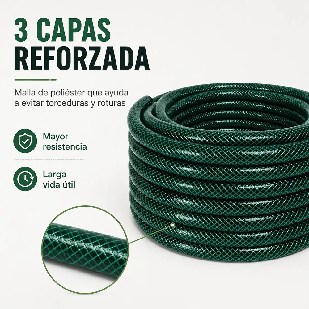 Manguera Reforzada 3/4 Afa Jardín 50m Verde Alta Presión - Image 2