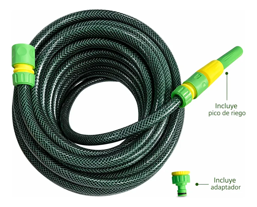 Manguera De Riego 3/4 Trenzada Reforzada X 20mts + Accesorio Verde - Image 6