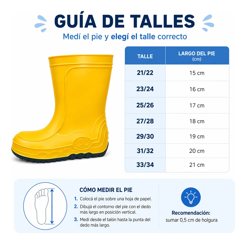 Bota De Lluvia Para Niños Calfor X Tracks Del 21 Al 34 - Image 15