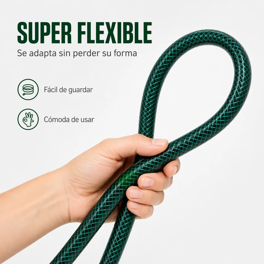 Manguera De Riego Trenzada 3/4 Presión Premium X 15 Mts Verde - Image 4