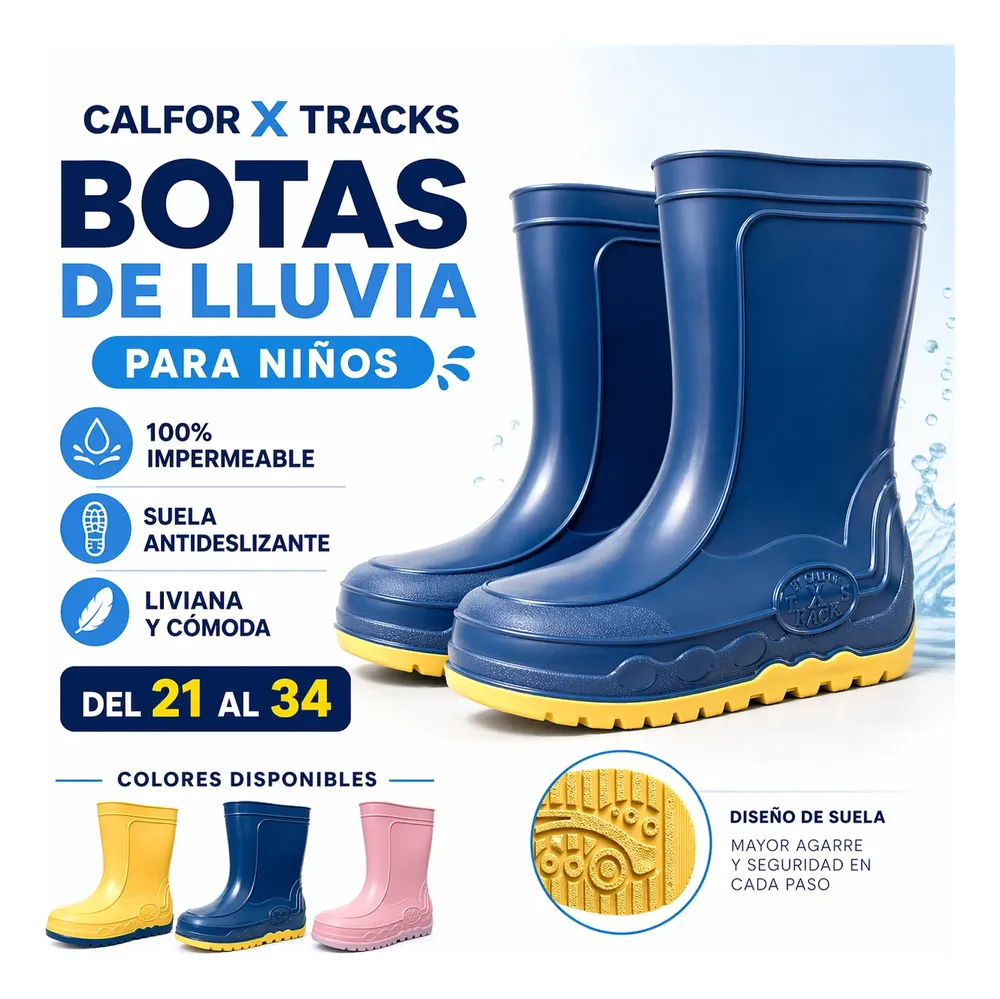 Bota De Lluvia Para Niños Calfor X Tracks Del 21 Al 34 - Image 3