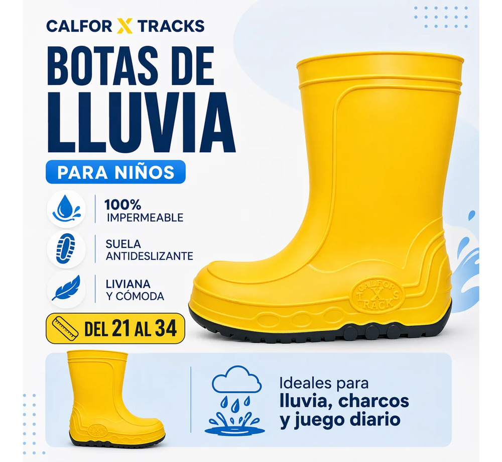 Bota De Lluvia Para Niños Calfor X Tracks Del 21 Al 34 - Image 14
